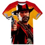 Klassisches rotes T-Shirt mit Dead Redemption 2 Print