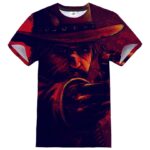 Red Dead Redemption 2 bedrucktes T-Shirt dunkelrot