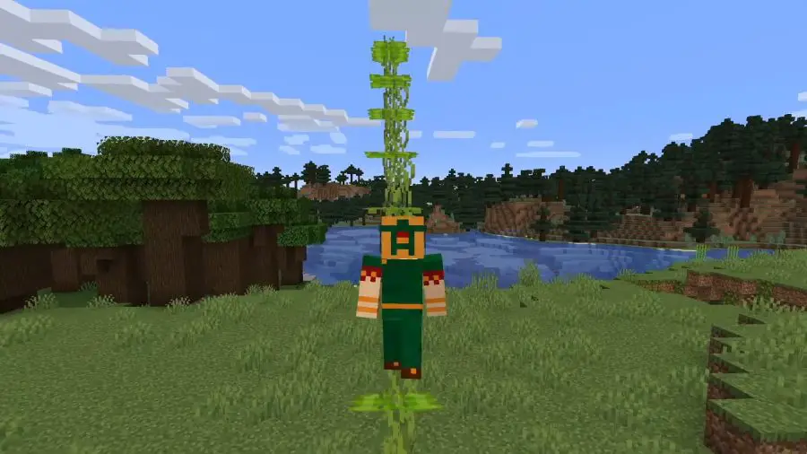 Una scala fatta di teli gocciolanti. Il giocatore sale le scale e una delle foglie sotto i suoi piedi cade.