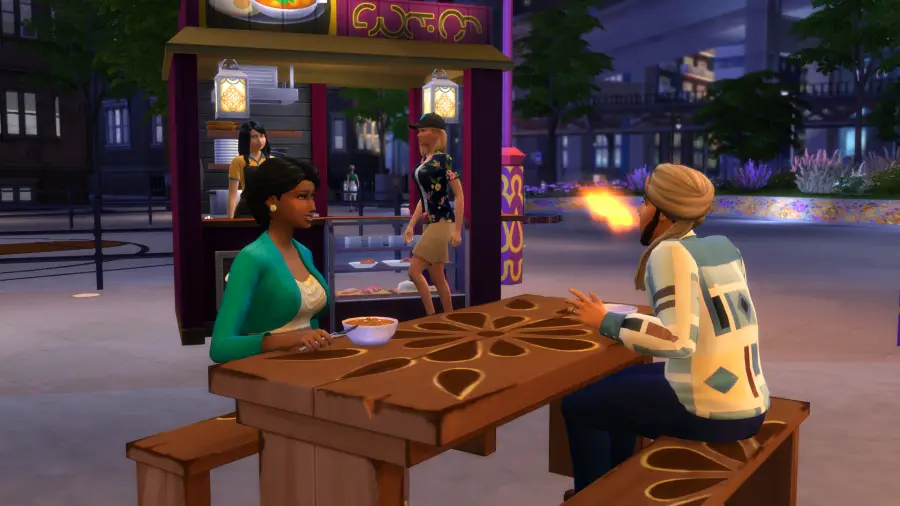 Un homme qui crache du feu, qui n'est pas l'un des principaux groupes alimentaires - cette fonctionnalité pourrait-elle être ajoutée aux Sims 5?