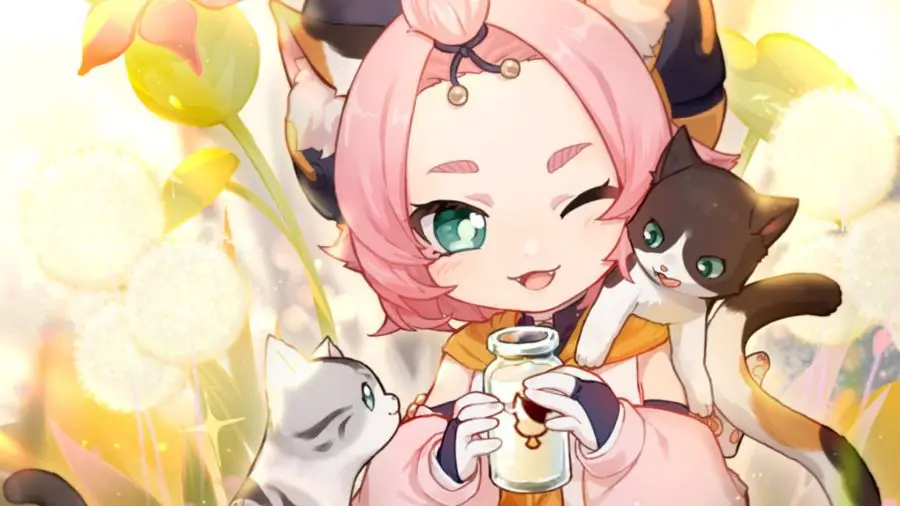 Genshin Impact Diona krmí dvě rozkošná koťata