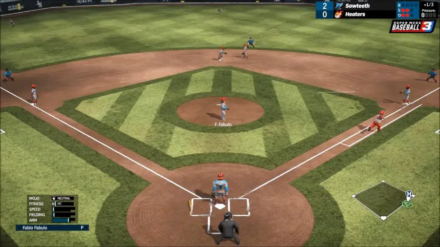 Les joueurs se déplaçant à travers les bases dans Super Mega Baseball 3