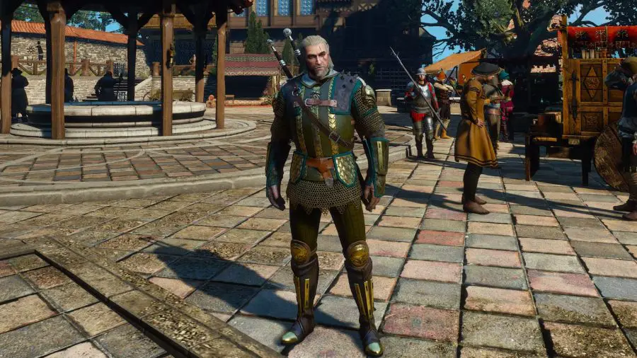 Geralt con armadura decorativa en The Witcher 3