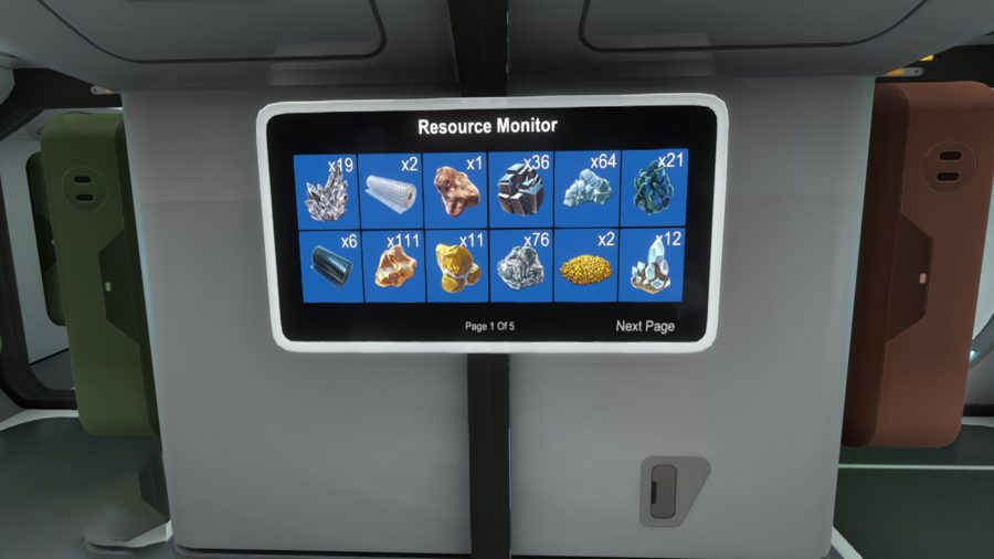Režim Resource Monitor v Subnautica, který zobrazuje váš inventář