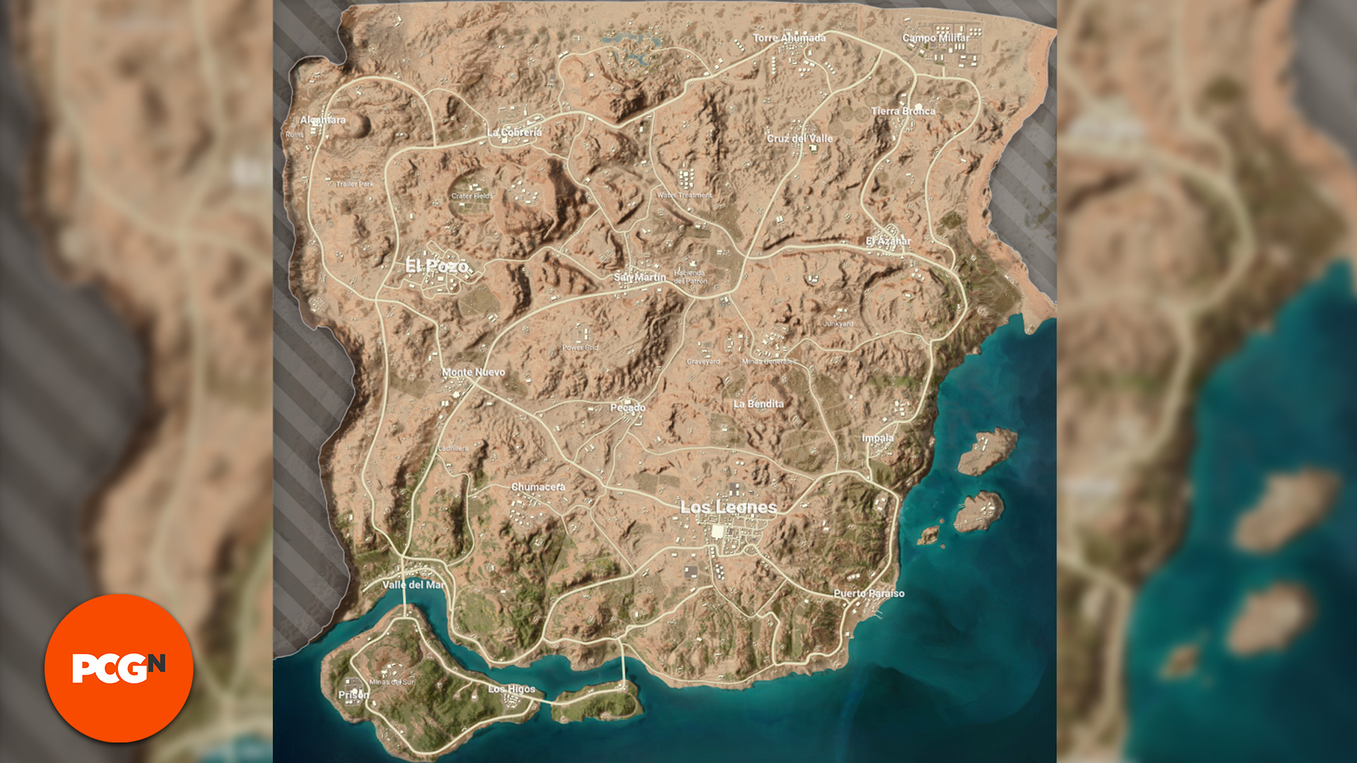 Playerunknowns Battlegrounds Mapa PUBG: Pohled na mapu Miramar