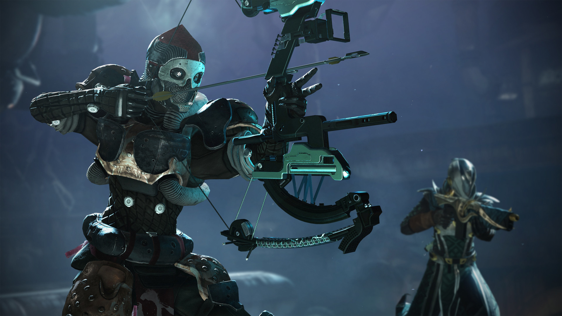 Nastavení přístupnosti Destiny 2: Dva strážci stojí vedle sebe, jeden ozbrojený lukem (vlevo) a druhý puškou (vpravo)