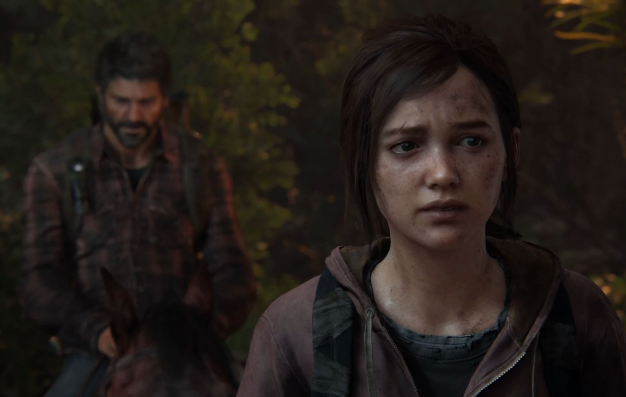 Snímek obrazovky Ellie a Joela z nadcházejícího The Last of Us Part 1