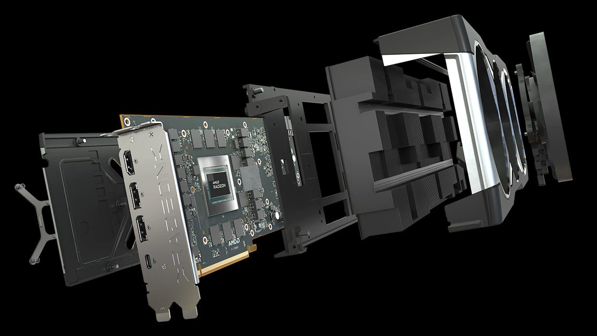 La carte graphique AMD Radeon a explosé avec un aperçu intérieur du GPU et de la carte
