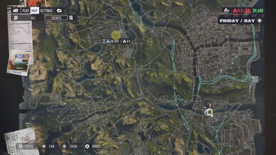 Glitch de dinero de Need for Speed ​​Unbound: Ubicación del Glitch marcada en el mapa