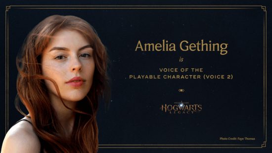 Acteurs et acteurs de la voix de Hogwarts Legacy: Une photo d'Amelia Gething accompagnée du texte 