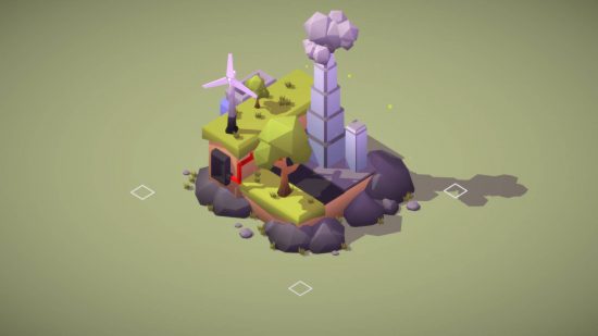 Meilleurs jeux de puzzle - une petite île avec un moulin à vent et une tour.