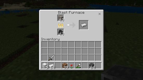 Minecraft Blast Furnace: fundición de mineral de hierro con carbón en un alto horno para hacer lingotes de hierro.