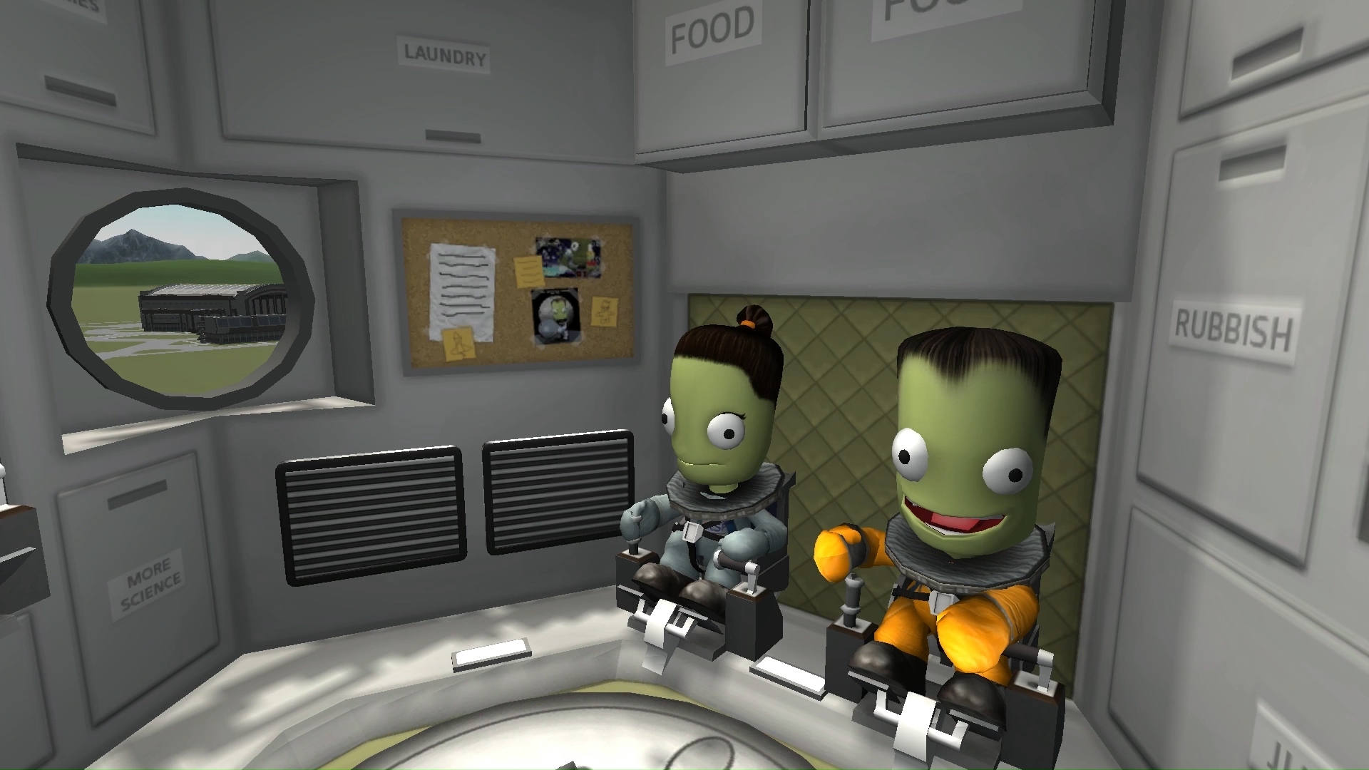 Beste Lernspiele: Kerbal Space Program. Das Bild zeigt Kerbal-Leute, die in einer Rakete sitzen und auf den Start warten.