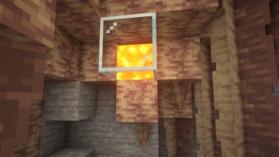 Minecraft kápník rotující láva: láva nad špičatým krápníkem