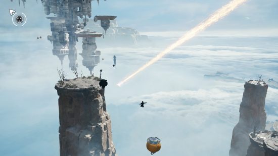 Cal Kestis se vznáší vzduchem, aby použil plovoucí balónky Star Wars Jedi Survivor