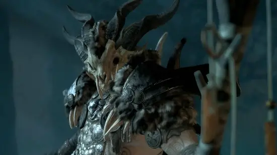 Nejlepší sestavení závěrečné hry Diabla 4: Druid stojí s lebkou zakrývající obličej