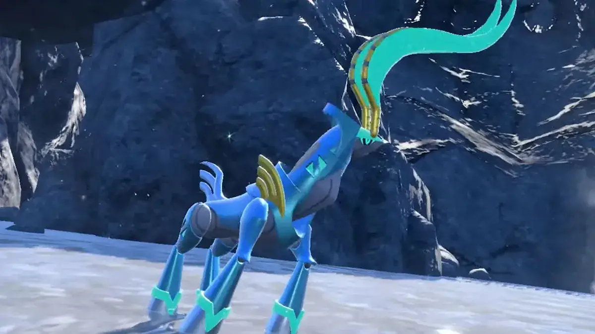 Capture d'écran de Paradox Cobalion Iron Crown dans Pokémon Scarlet et Violet.