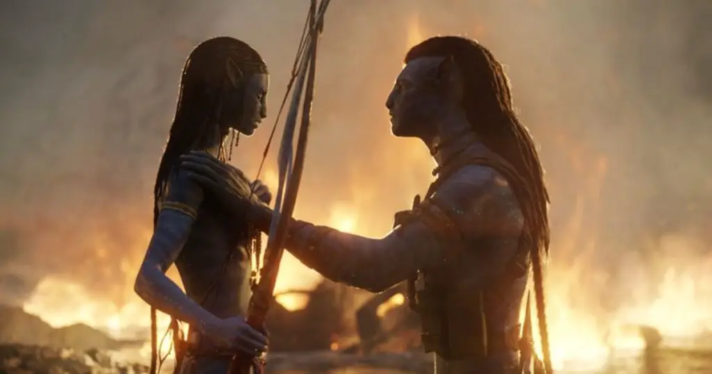 Scéna An Expanded Avatar: The Way of Water ukazuje Jakea a Neytiri v plném rozsahu Ramba
