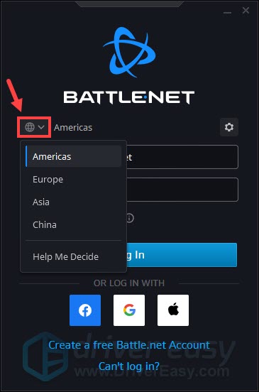cambiar la región de Battle.net