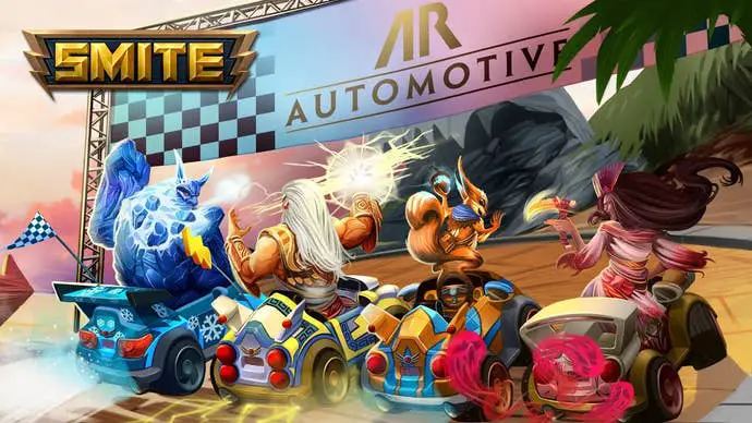 Artwork z Apollo's Racing Rumble, lépe známý jako Smite Kart