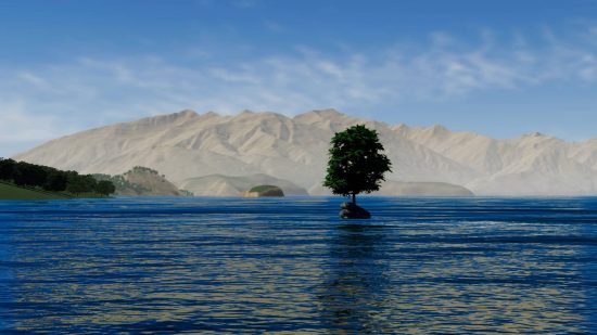 Un lago en Wanaka, Nueva Zelanda, uno de los mejores mapas mod de Cities Skylines 2.