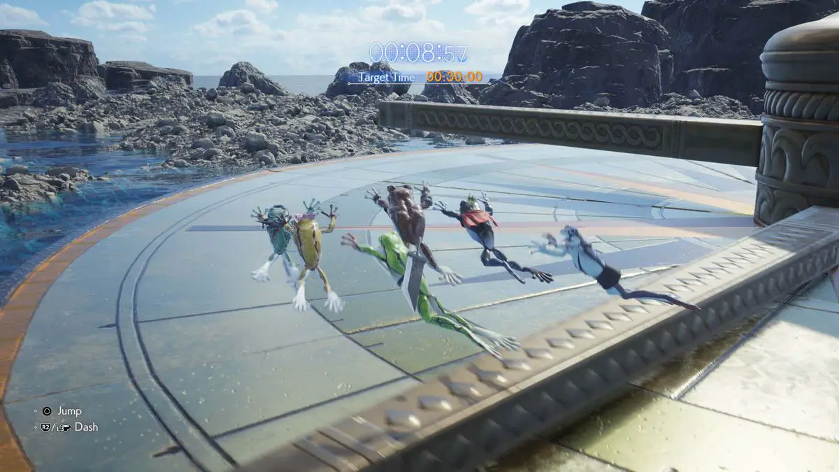 Cloud y sus amigos son todos ranas por alguna razón en Final Fantasy 7 Rebirth