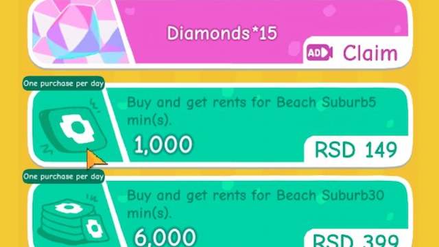 Sehen Sie sich Anzeigen für Diamanten in Rent Please Landlord Sim an