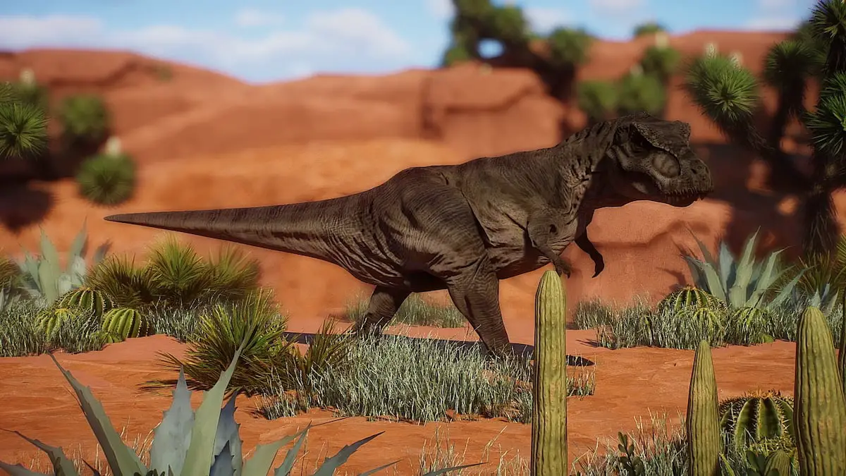 Ein großer T-Rex aus dem Planet Zoo Tyrannosaurus Rex Mod.