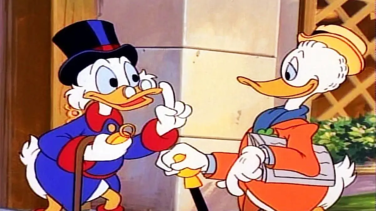 Scrooge McDuck a Gladstone Gander mluví
