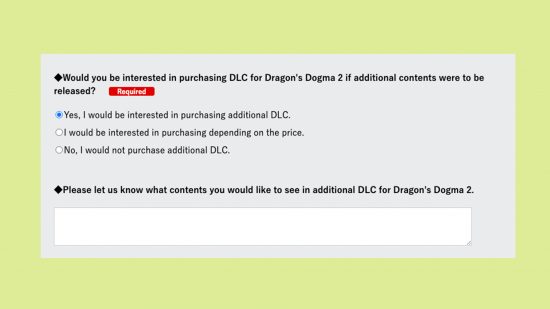 DLC Dragons Dogma 2: un'immagine dall'indagine di Capcom Dragon's Dogma 2.