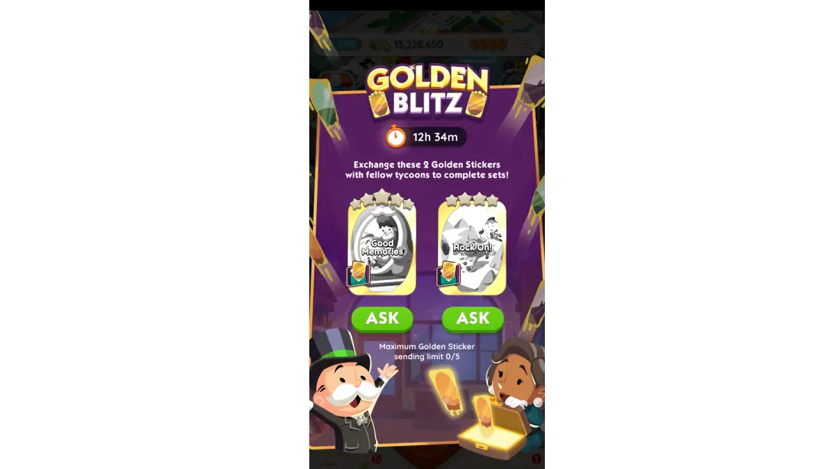 Evento Blitz d'oro in Monopoly GO