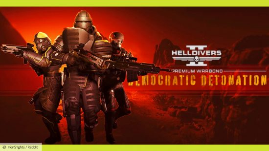 Helldivers 2 Democratic Detonation Warbond: tři Helldiveři mají na sobě nové brnění a drží výbušné zbraně