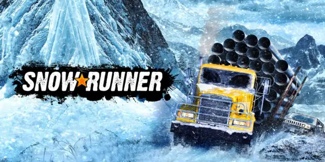 Freightliner-Fahrzeug fährt im Schnee bei Snowrunner