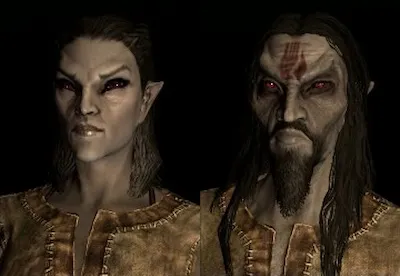 Dunmer maschio e femmina, l'elfo oscuro di Skyrim