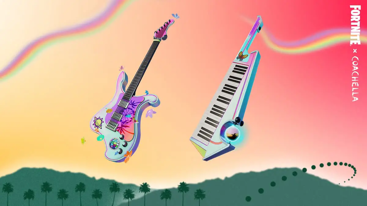 Dos guitarras estilo Coachella para el modo festival de Fortnite