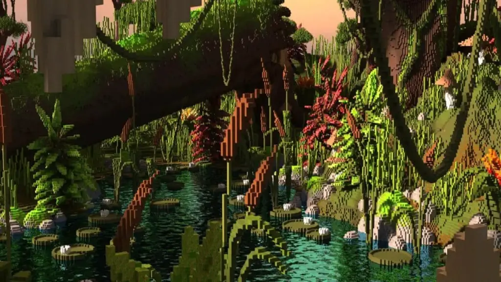 Jardín tropical en Minecraft