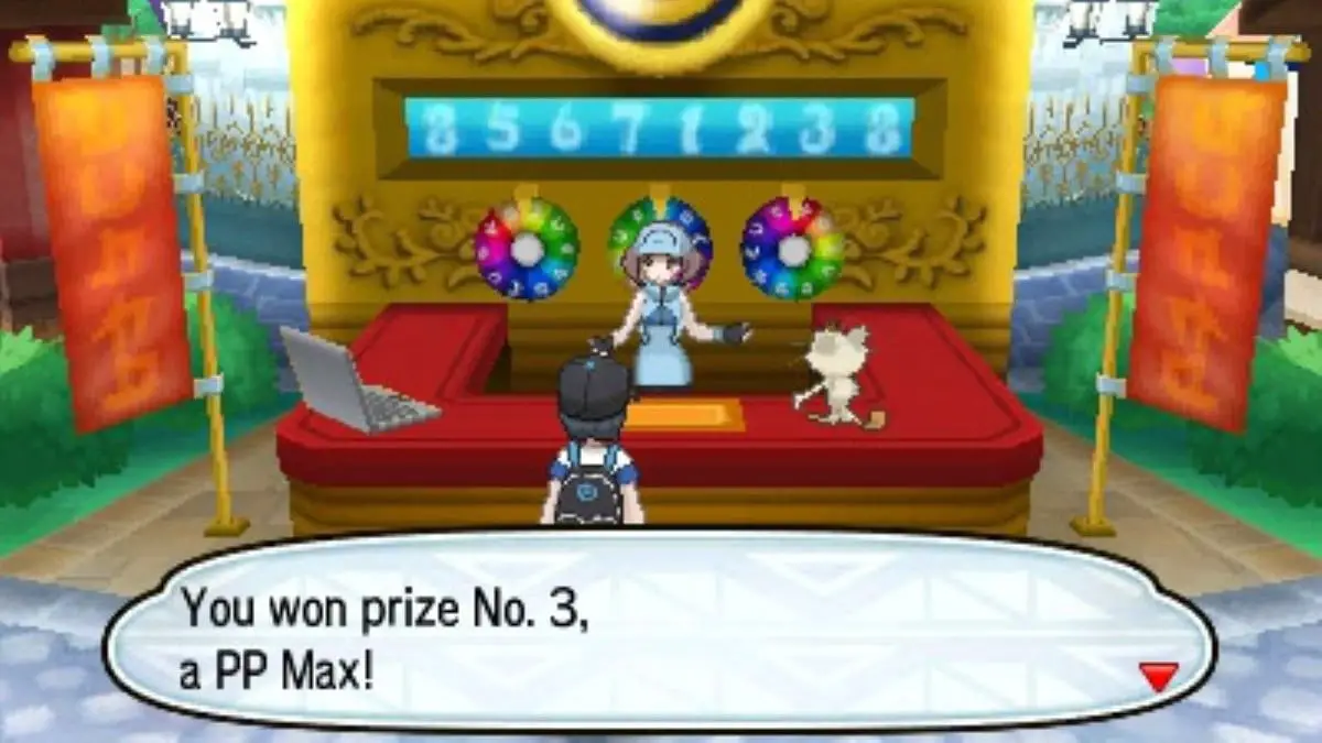 Ein Spieler spielt auf dem Festival Plaza in Pokémon Sonne & Mond Lotto