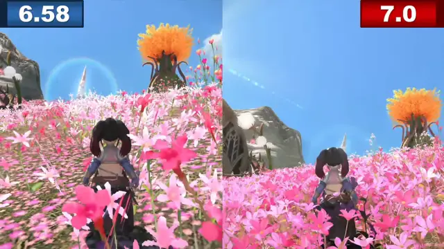 Grafické srovnání mezi 6.8 a 7.0 ve Final Fantasy XIV