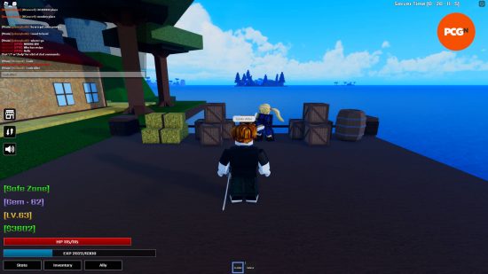 Der Bildschirm zum Einlösen des Second Piece-Codes ist derselbe wie das offene Chat-Feld oben links auf dem Bildschirm. Der Spieler versucht, einen Code zu verwenden.
