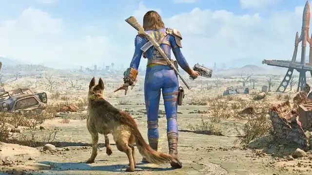 Dogmeat y el personaje principal de Fallout 4