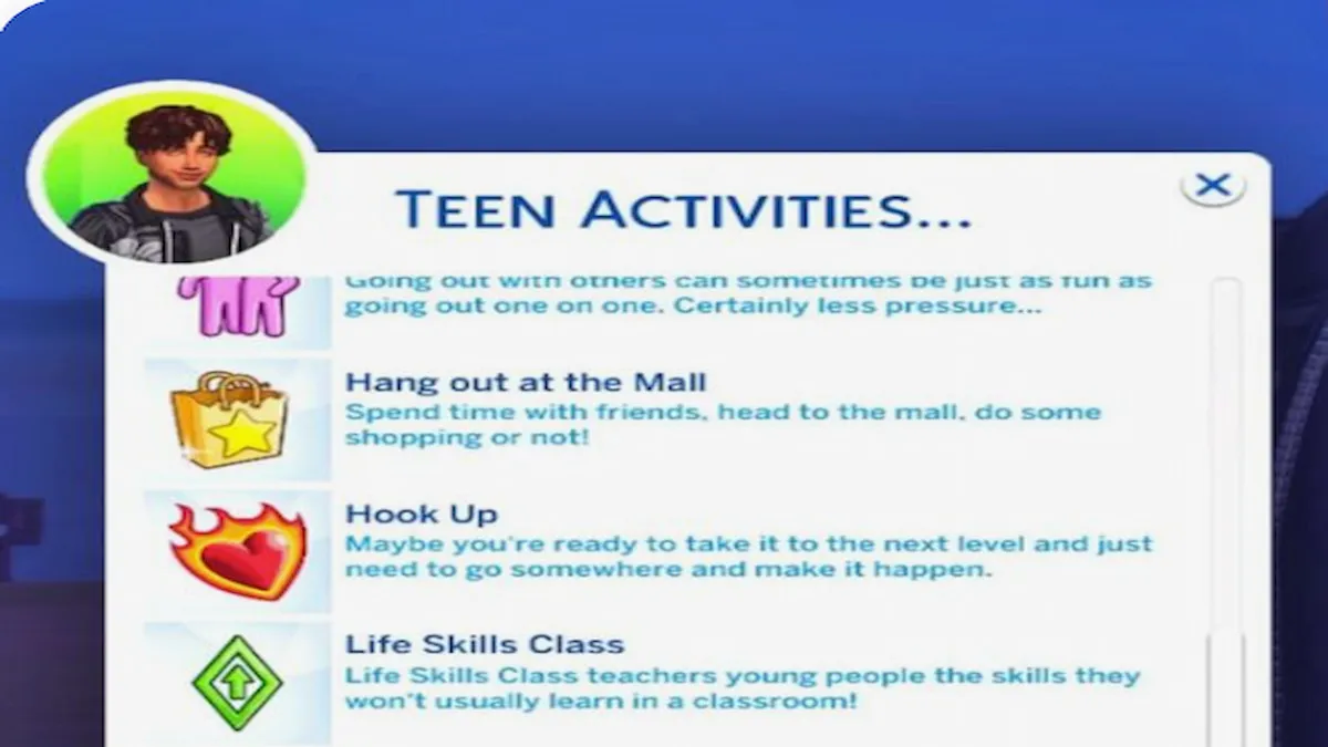 Lista de actividades de Sim con nuevas actividades para hacer