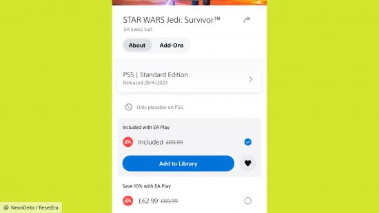 Star Wars Jedi Survivor Xbox Game Pass: il listino PS5