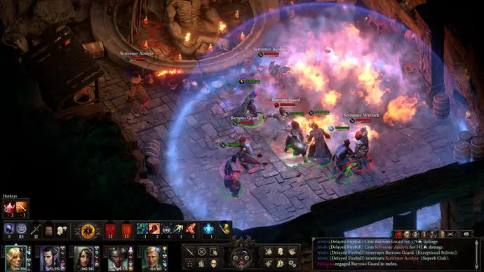 Varios guerreros luchan en una cripta en Pillars Of Eternity II: Deadfire
