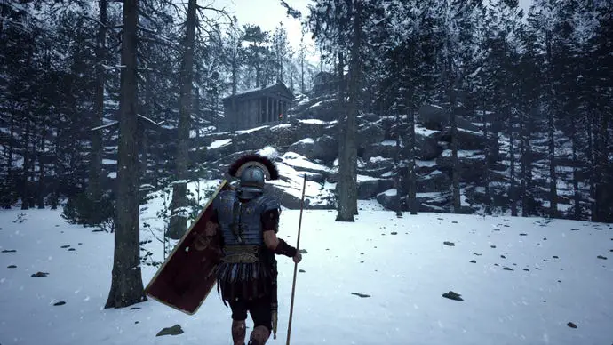Obrněný římský voják ve sněhu v Lost Legions