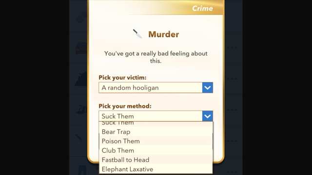 BitLife Murder Option pro Cursed Killer Challenge