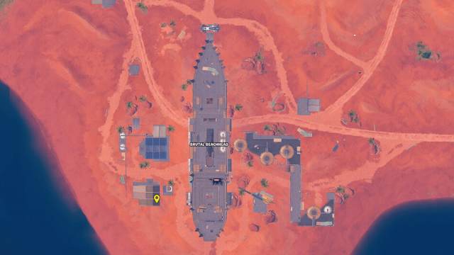 Carte Fortnite Chapitre 5 Saison 3 Brutal Beachhead, emplacement Pandora Gem