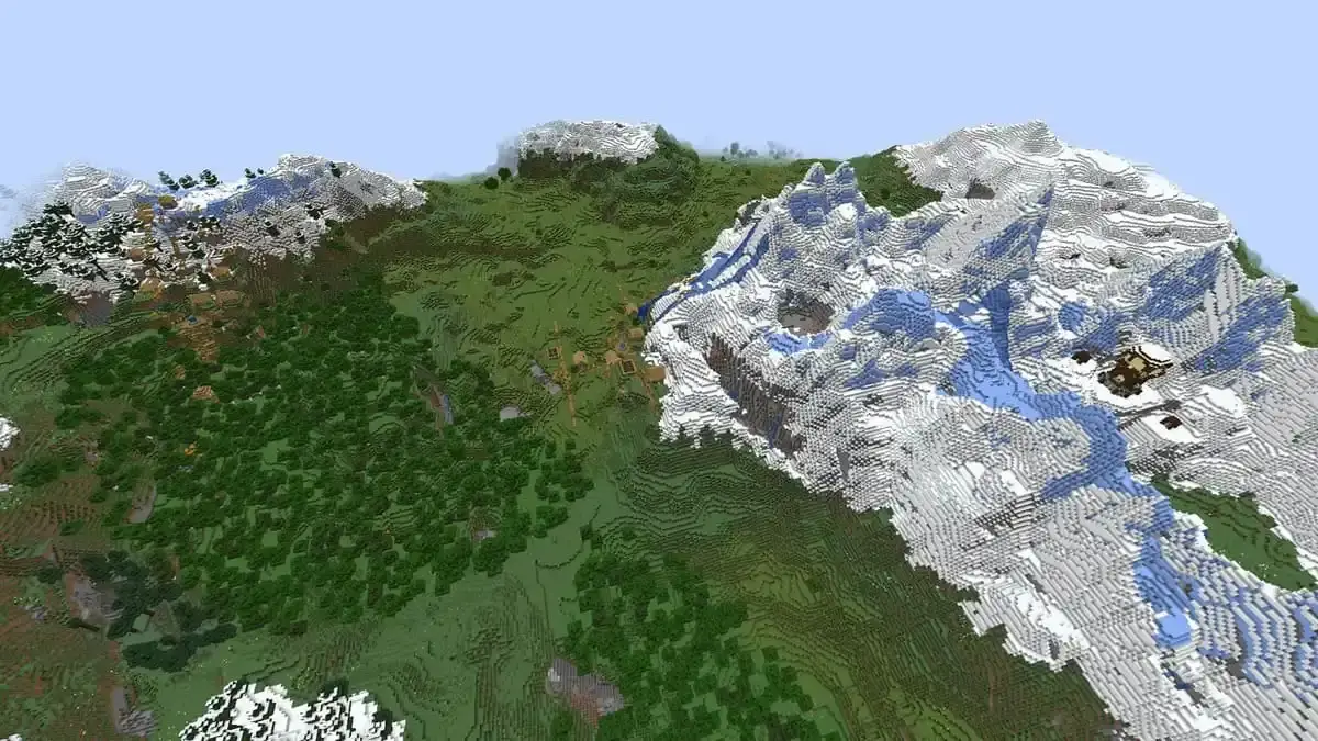 Avant-poste des pillards et double village dans Minecraft