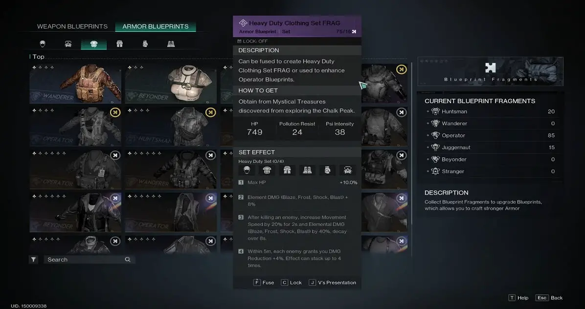 Fusionar conjuntos de Heavy Duty en el menú Armor Blueprints