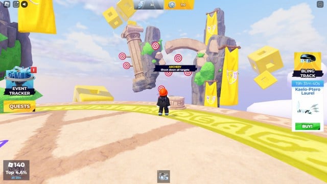 Výzva v lukostřelbě v Roblox The Games