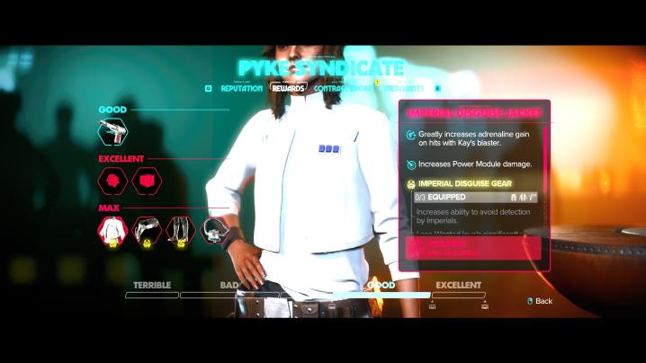 Kay portant une veste blanche dans Star Wars Outlaws.